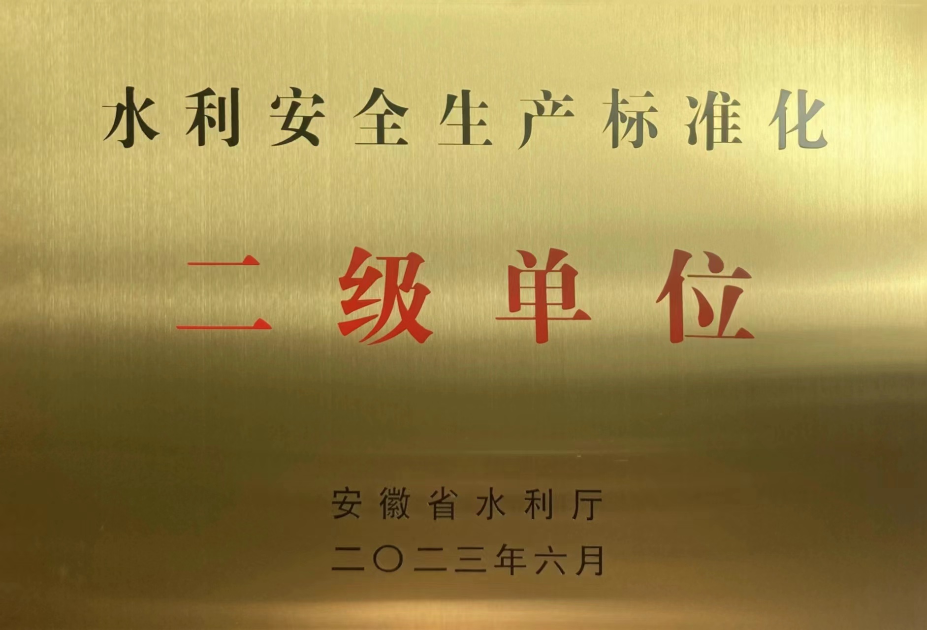 水利安全生產(chǎn)標(biāo)準(zhǔn)化二級單位